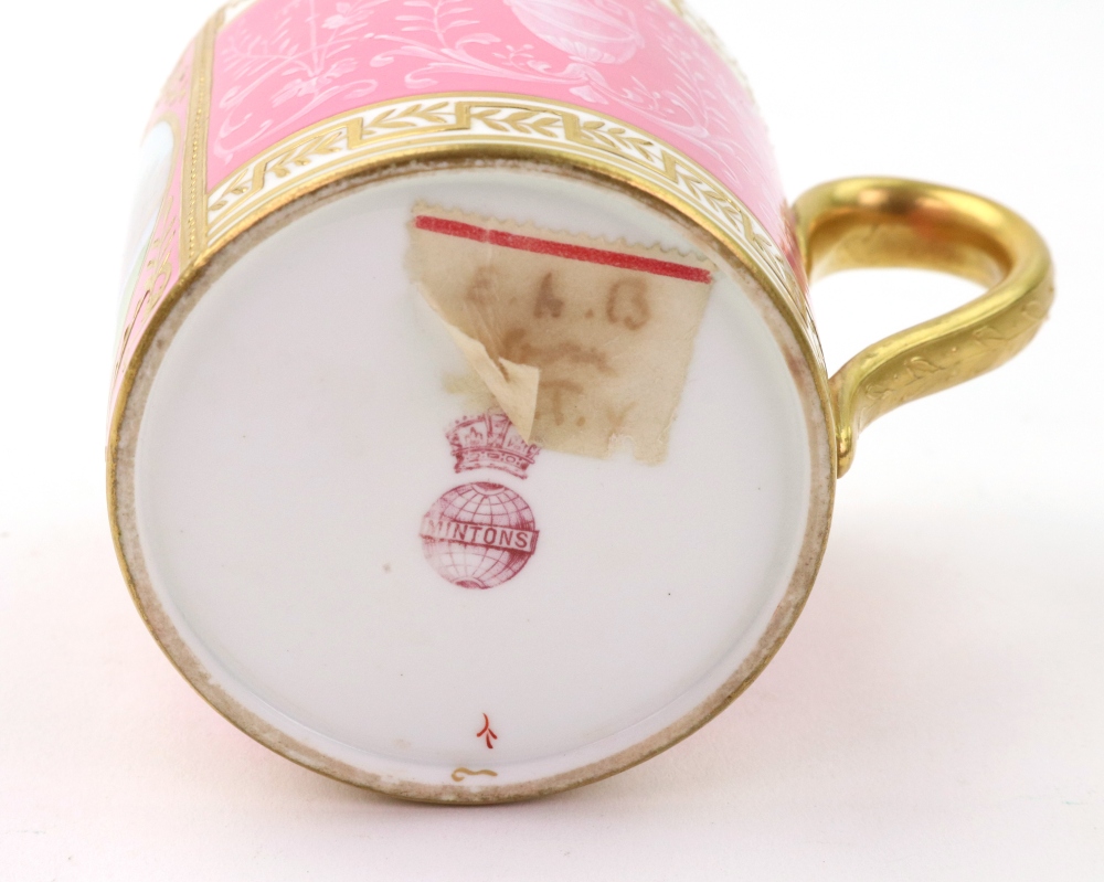 A Mintons pink ground coffee can and saucer, late 19th century, - Image 8 of 22