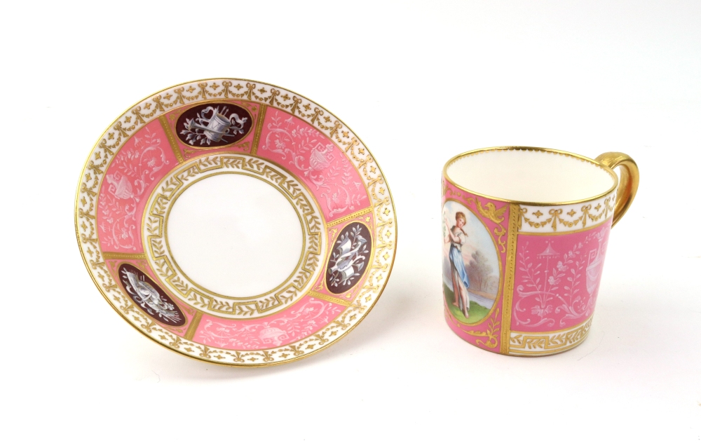 A Mintons pink ground coffee can and saucer, late 19th century, - Image 5 of 22