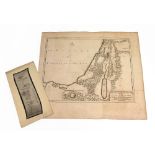 John Ogilby: Strip map Buckinghamshire, black and white engraving 1698, 20.5 x 6.