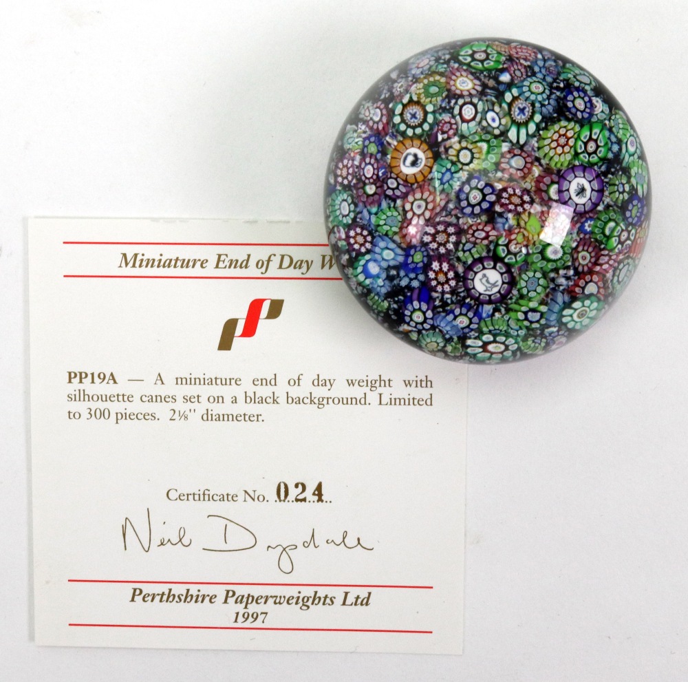 A collection of eleven modern Perthshire millefiori and other glass paperweights including limited - Image 3 of 4