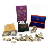 A Great Britain 1970 Royal proof coin set, French 20 Francs, 1934, various other coinage,