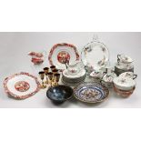 A Chelson china tea service, painted with exotic birds and flowering branches,