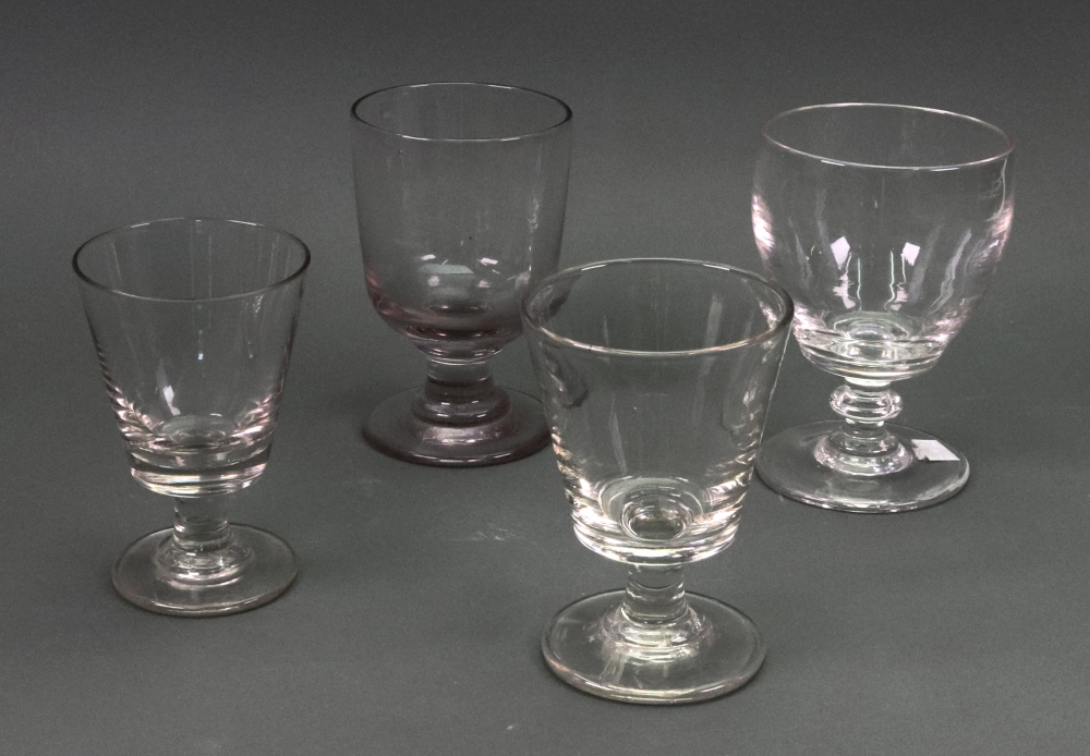 Two similar George III style glass rummers, 19th/early 20th century, with bucket shape bowls,