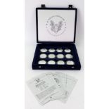 U.S.A. collection of twelve silver un-circulated dollars 1986-1997, cased.