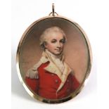 English School, circa 1790, A portrait miniature of an Officer of The East India Company,