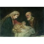 European School, 19th Century, The Holy family, oil on board, 7 x 10.