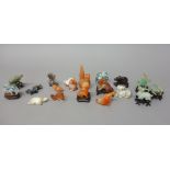 A group of twenty six Chinese hardstone small carvings of animals and birds, 20th century,