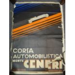 A Vintage Italian motoring poster, Corsa Automobilistica Monte Cenri by A.C.