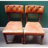 A set of six early 19th century mahogany framed dining chairs, with carved bell flower decoration,