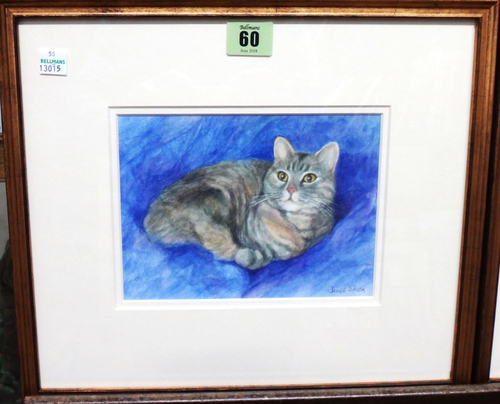 Janet Skea (b.1947), Rozanne: Study of a cat, watercolour, signed, 13.5cm x 18cm.