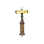 A Thomason type brass barrel corkscrew, early/mid-19th century,