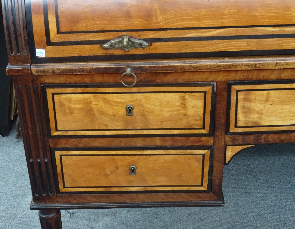 A Louis XVI ormolu mounted satinwood, mahogany and ebonised cylinder bureau cabinet, - Image 4 of 4