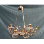 A gilt and patinated brass chandelier.