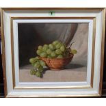 Neale Worley (b.1962), Still life of grapes, oil on canvas, signed and dated 2010 on reverse, 29.
