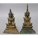 Two Thai gilt-bronze figures of Buddha, probably 19th century,