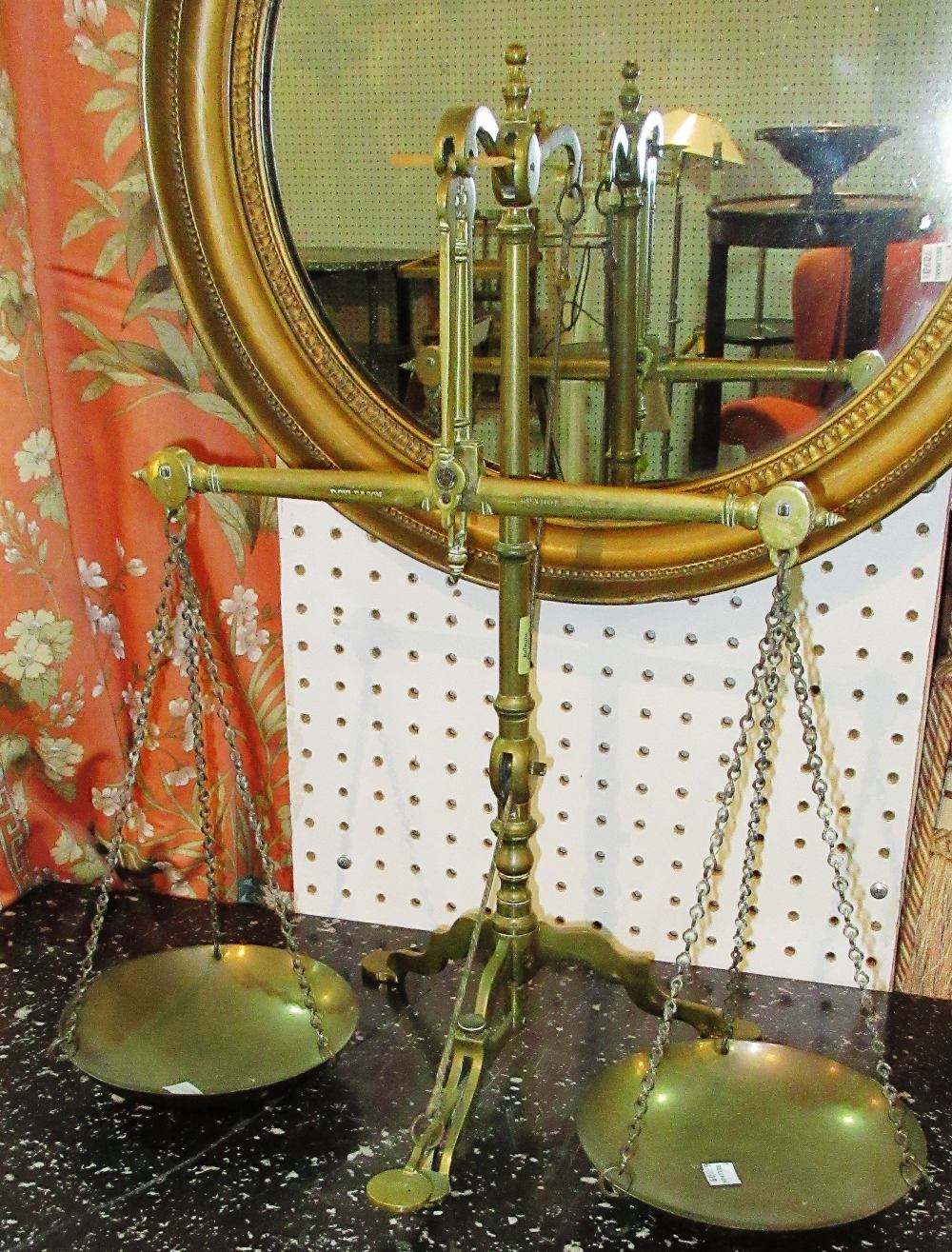 A set of early 20th century Doyle & Co London, brass balance scales.