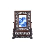 A Chinese blue and white rectangular porcelain panel, 19th century,