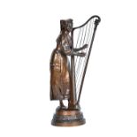 Auguste Louis Lalouette (1826-1883), a French bronze figure of a lady playing the harp,