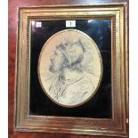 A George III hairwork picture depicting a Grecian warrior, inscribed to the reverse 'Mary Michael,