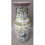 A Chinese famille-rose two-handled baluster vase, 20th century, painted with Buddhist emblems,