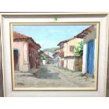 M** Mattos (20th century), Greek street scene, Parati, oil on board, signed, 40cm x 51cm.