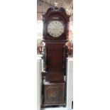 An early Victorian oak 8 day longcase clock, 50cm wide x 205cm high, (one pendulum).