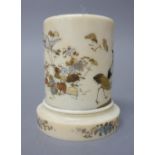 A Japanese Shibayama style ivory cylindrical vase, Meiji period,