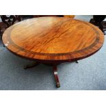 A late George III rosewood banded mahogany centre table,