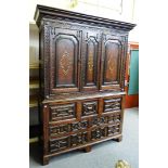 A Charles II and later oak bacon cupboard,