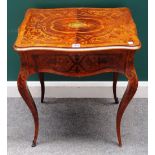 A Napoleon III marquetry inlaid gilt metal mounted kingwood work table,