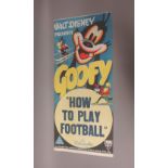 A Vintage colour Walt Disney presents Goofy in 'How to Play Football' daybill, RKO Pictures, 1944,