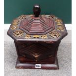 A softwood and parcel gilt 'tramp work' style rectangular lidded box, 28cm wide x 30cm high.