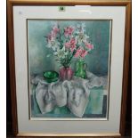 Janet Skea (b.1947), Still life of lilies, watercolour, signed, 49cm x 37cm.