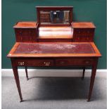 A late 19th century marquetry inlaid mahogany writing desk,