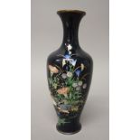 A small Japanese cloisonné vase, Meiji period, of slender ovoid form,