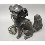 A Chinese bronze dog of fo censer and cover, 19th century,