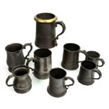 A Victorian pewter quart mug, by James Y