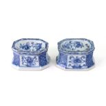 A pair of Chinese blue and white trenche