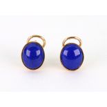 A pair of Lapis Lazuli earrings, stamped