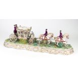 An Italian porcelain group of a carriage