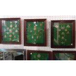 Military interest, comprising; five 20th century framed and glazed displays of WWI & WWII badges,