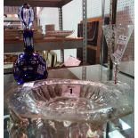 A 20th century blue glass scent bottle and stopper,