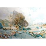 Attributed to Sir Alfred East (1849-1913), Landscape, watercolour, bears monogram and date 1911,