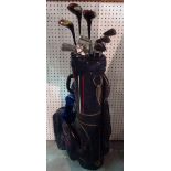 Mizuno, a golf bag, clubs and accessories, (qty).