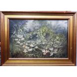 Mary Dipnall (late 20th century), Spring woodland flowers, oil on canvas, signed, 38cm x 59cm.