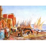 A group of six 19th century coastal and marine subjects, including works signed C,.