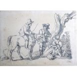 A group of four, including a landscape near Matlock, Figures with a man on horseback,