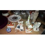 Ceramics, including; a Nao model of puppies, Coalport cottage models,