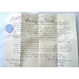 GEORGE VI ROYAL WARRANT - Military Commission for Lieutenant Michael Christopher Strover,