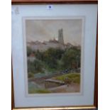 Harry Goodwin (1842-1925), Fribourg, watercolour, signed with monogram, inscribed and dated 1891,